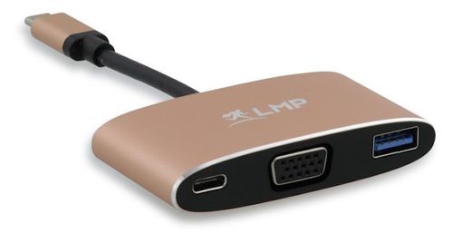 LMP USB-C VGA & USB 3.0 Multiport Adapter, gold